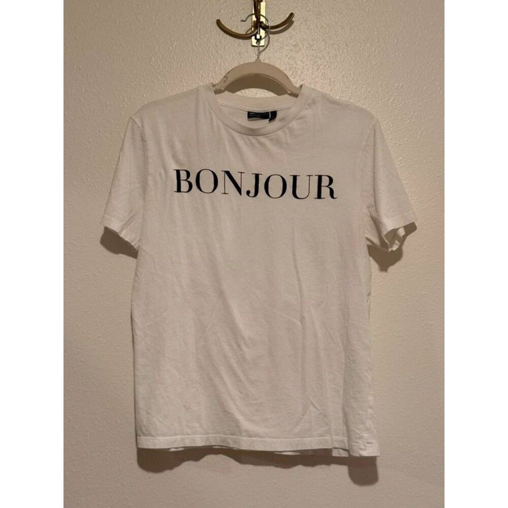 Bonjour White Graphic T-Shirt